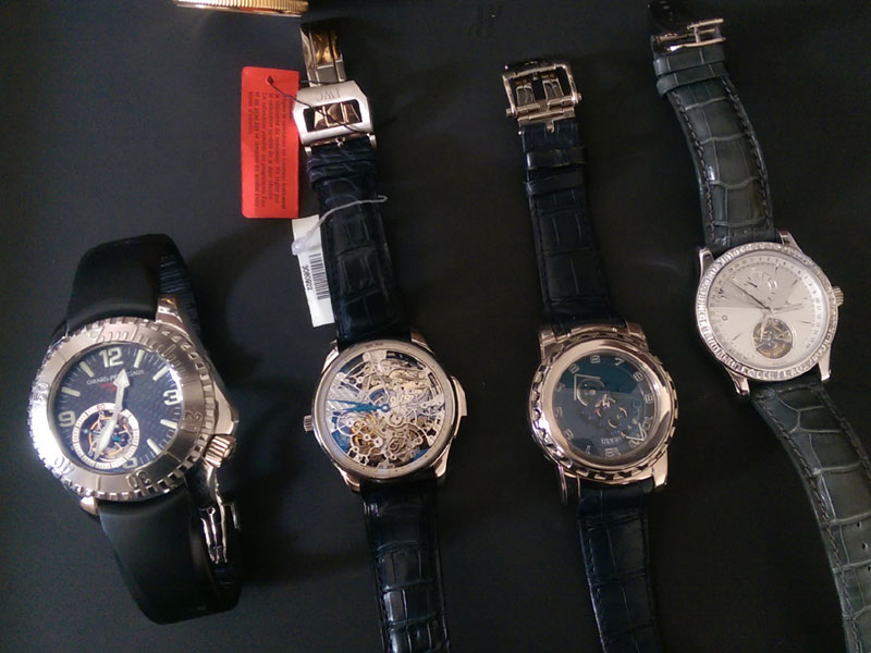 IWC minute repeater and Girrard Peregaux tourbilion , Jaeger LeCoultre tourbilion with baguettes